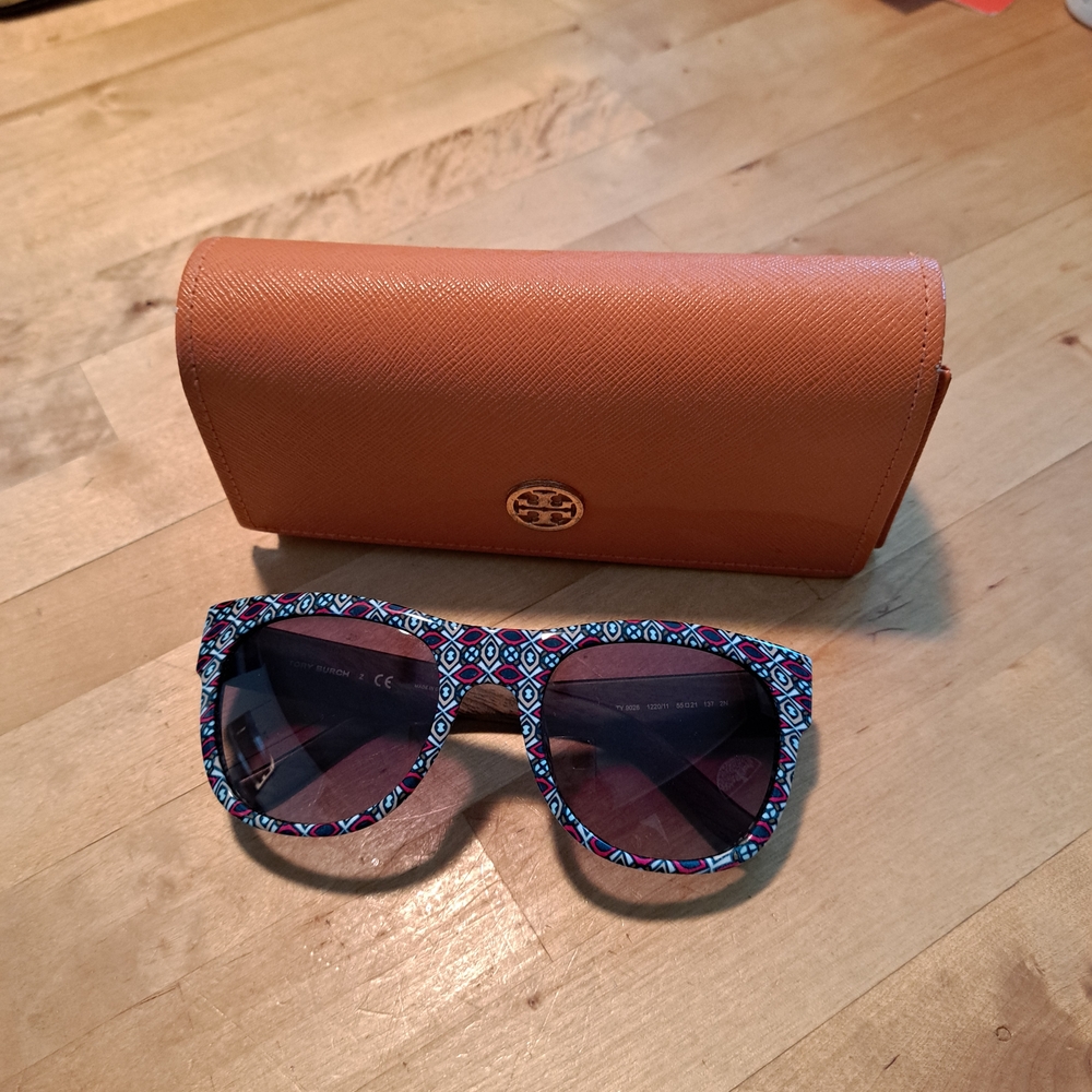 Tory Burch Blue and Tan Sunglasses with Protective Case